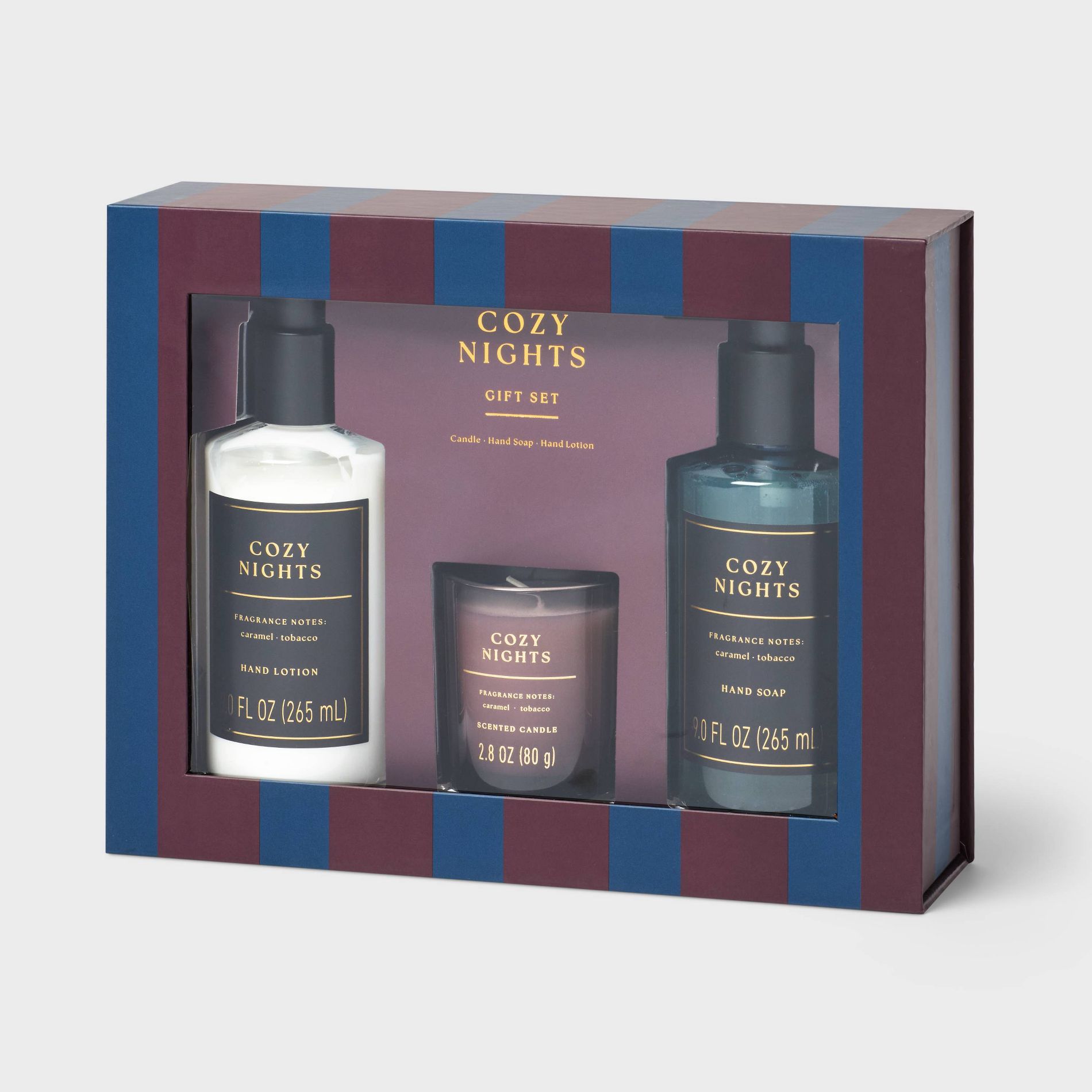 3pc Cozy Nights Personal Care Hand Soap and Lotion Candle Gift Set Dark Blue -Threshold™