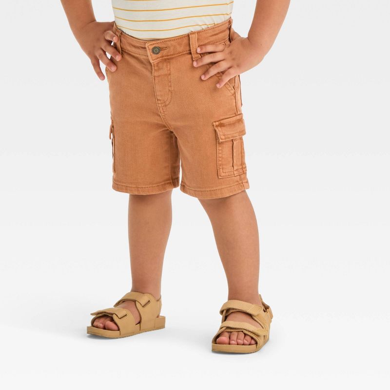 Toddler Boys&#39; Button-Front Denim Shorts - Cat &#38; Jack&#8482; Orange, 1 of 6