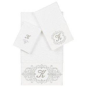 Linum Home Textiles 100% Turkish Cotton MONICA 3PC Embellished Towel Set - 1 of 4