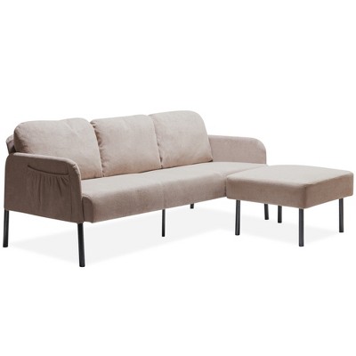 L-Shaped Sectional Sofas with Ottoman, Modern Upholstered Couch for Small Spaces, Living Room, Bedroom, or Office