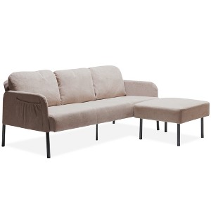 L-Shaped Sectional Sofas with Ottoman, Modern Upholstered Couch for Small Spaces, Living Room, Bedroom, or Office - 1 of 4