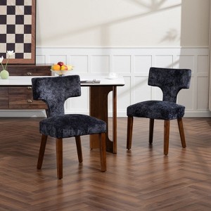 Hrinhom Set of 2 Upholstered Linen Dining Chairs,Kitchen Chairs with Wood Legs-Gray - 1 of 4