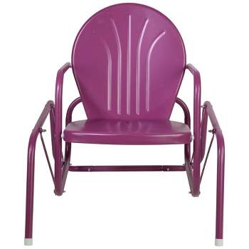 Northlight Outdoor Retro Metal Tulip Glider Patio Chair, Purple