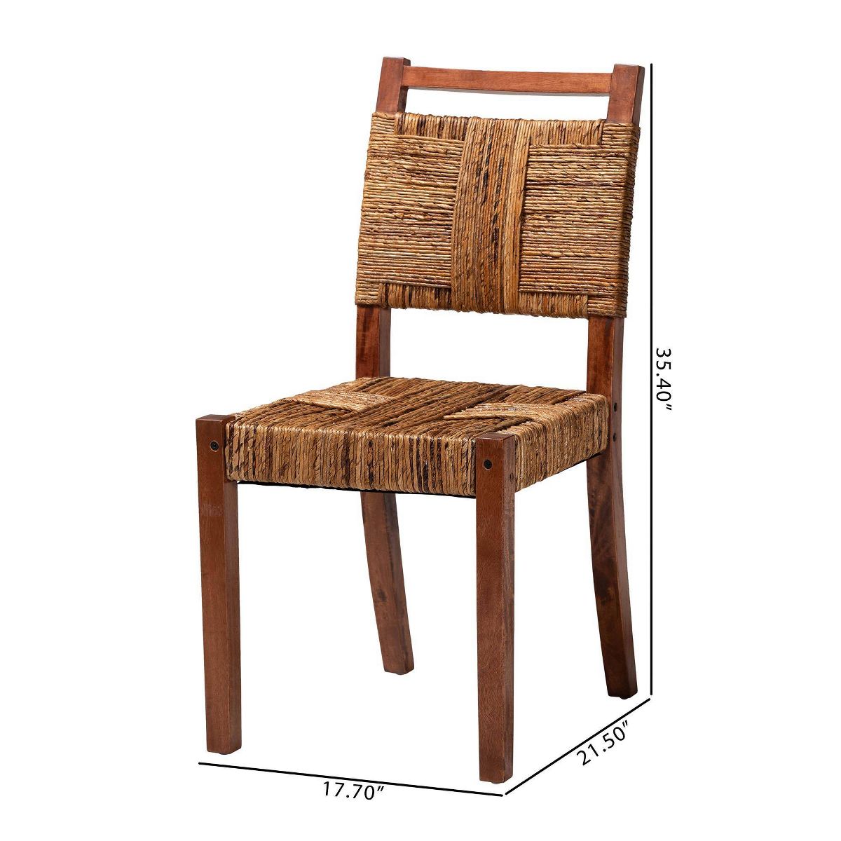 bali & pari Chabela Handwoven Seagrass Set of 2 Dining Chair Natural Brown/Light Brown - thumbnail 6