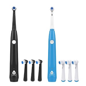 Him’s and Her’s Pursonic USB Rechargeable Rotary Toothbrush Bundle – Black & White Set with 6 Brush Heads and UV Sanitizer Design - 1 of 3