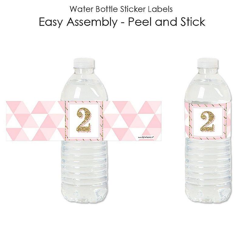 Big Dot of Happiness 2nd Birthday Girl - Two Much Fun - Second Birthday Party Water Bottle Sticker Labels - Set of 20, 2 of 6