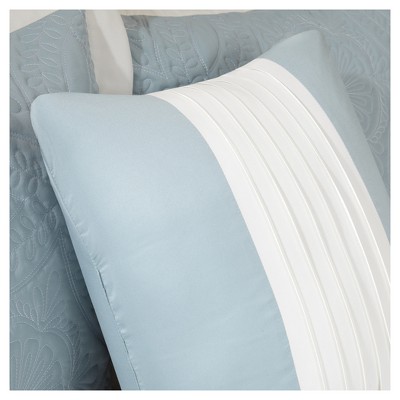 Blue Reversible Microfiber Queen Bedspread Set with Shams and Pillows