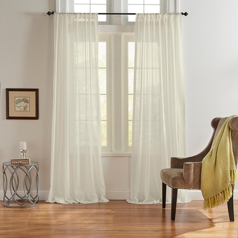 Asher Cotton Voile Cottagecore Single Sheer Window Curtain Panel - 52 ...