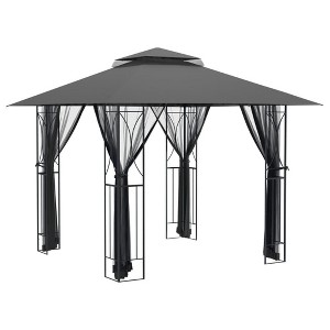 vidaXL Gazebo Outdoor Canopy with Sidewalls for Porch Garden Anthracite Steel - 118.1" x 118.1" x 106.3" - 1 of 4