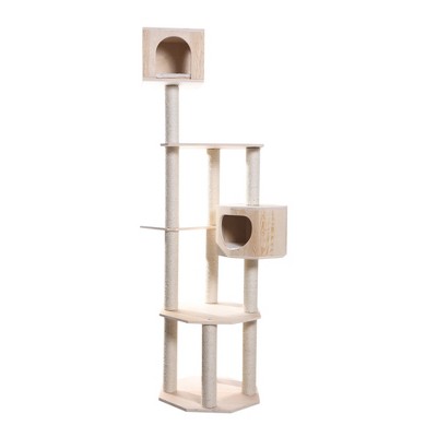 85'' Natural Scots Pine and Sisal Cat Tree with Playhouses