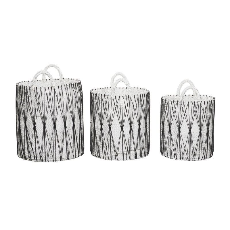 3pk Plastic Natural Storage Baskets White - Olivia &#38; May, 5 of 6