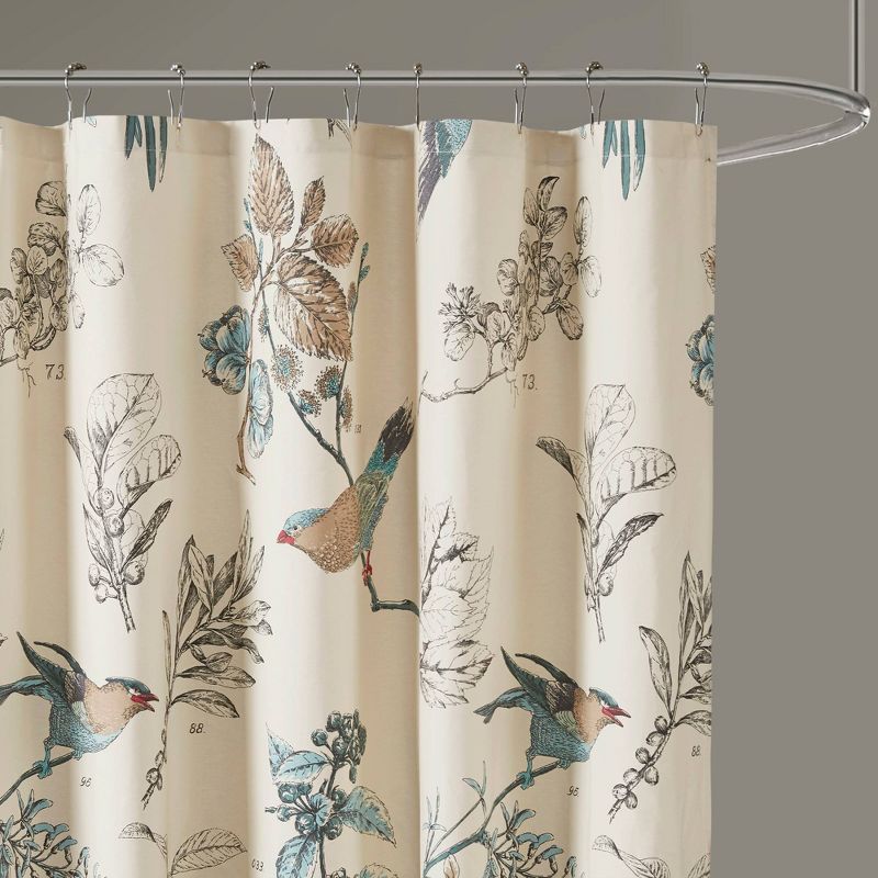 Ramsey Birds Cotton Printed Shower Curtain Khaki, 3 of 9