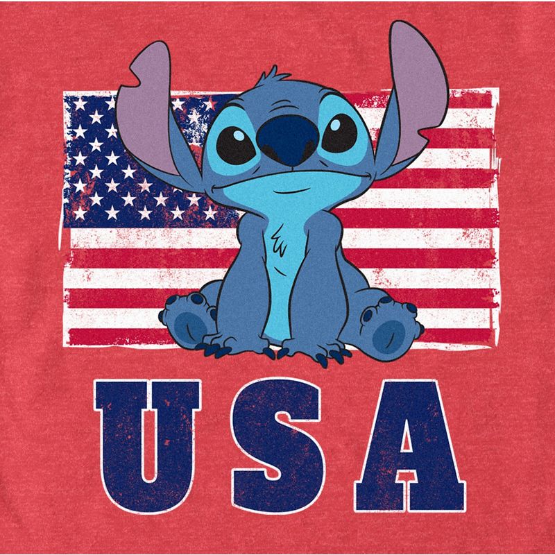 Men's Lilo & Stitch Distressed Red, White, and Blue T-Shirt, 2 of 6