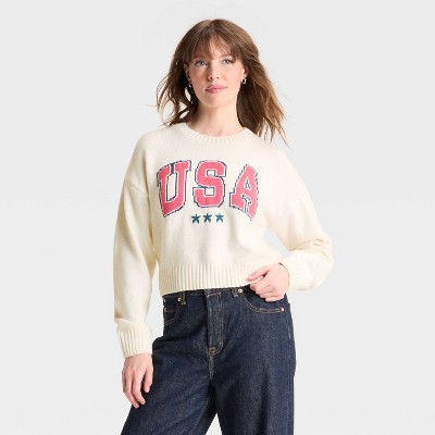 Women's USA Graphic Sweater - Off-White