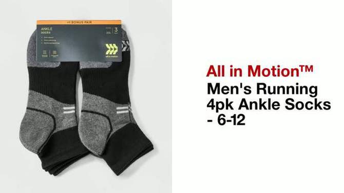 Men's Running 4pk Ankle Socks - All in Motion™ 6-12, 2 of 5, play video