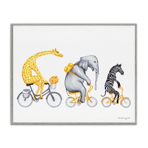 Stupell Industries Savanna Animals Riding Bikes Bicycles Yellow Accent Framed Giclee Art - 1 of 4