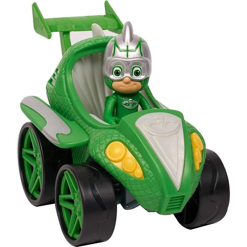 PJ Masks Power Racers Vehicles, Articulated Gekko Figure and Gekko Mobile, Green, 1 of 4