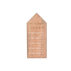 Prinz 11" x 28" Kitchen Rules Wall Sign Natural : Inspirational MDF Leaner Decor - 1 of 4