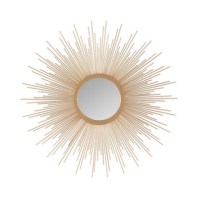 GlasFlength Decorative Wall Mirrors Boho Mirror Vanity Mirror Frameless Wall Art Decor Wall Mirrors for Living Room, Gold, 29.5"*29.5"*0.98"
