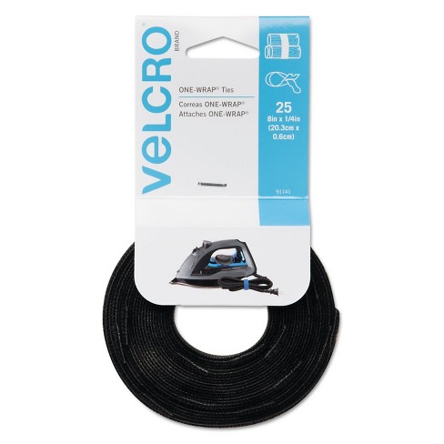 12 Inch Black Hook and Loop Cable Tie Roll - 100