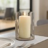 Modern Hurricane Holder for Home Decor Accent - Decorative Glass Cylinder Candle Stand for Table Centerpieces or Dining Room - 9", Silver & Clear - 2 of 4