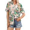 Nlife Womens Button Down Hawaiian Shirts Short Sleeve Floral Print Summer V Neck T-Shirt Casual Summer Beach Blouses Tops - 2 of 4