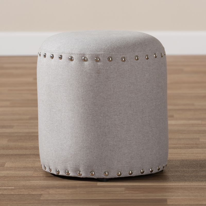 Rosine Modern and Contemporary Fabric Upholstered Nail Trim Ottoman - Baxton Studio, 5 of 10