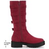 BLISSFUL STEP Women's Round Toe Buckle Chunky Heel Knee High Platform Boots - 2 of 4