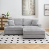88.58''Corduroy L-Shaped Sectional Sofas with Single Storage Leg and Four Pillows, Soft as a Cloud - 3 of 4