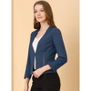 Allegra K Women's Work Office Zipper Decor Collarless Cropped Blazer - 4 of 4