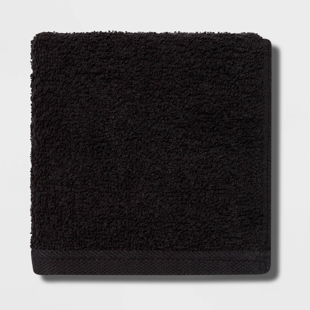 Photos - Towel Everyday Washcloth Black - Room Essentials™