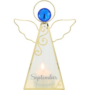 Pavilion Gift Company- September - 6.5" Angel Tealight Candle Holder Religion Faith September Birthday Zodiac Virgo Libra Crystal Birthstone Gift - 1 of 4