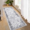 Washable Modern Abstract Indoor Area Rugs, Distressed Floral Print Non Slip Carpet for Home Office - 3 of 4