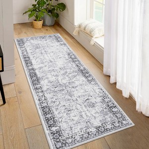 Washable Area Rugs, Vintage Printed Indoor Floor Carpet with Non-Slip Backing, Oriental Distressed Accent Rugs - 1 of 4