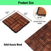 Acacia Wood Interlocking Deck Tiles Checker Pattern, 20 PCS 12" x 12" Square Acacia Hardwood Outdoor Flooring for Patio, Bancony, Pool Side - 3 of 4