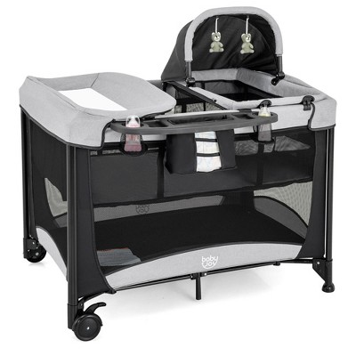 Image of 5 in 1 Portable Baby Playard Nursery Center  w/ Cradle & Storage Basket