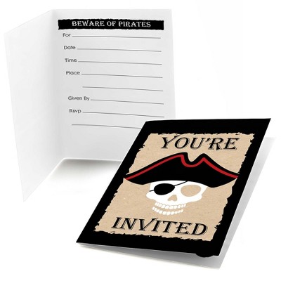 Big Dot of Happiness Beware of Pirates - Fill In Pirate Birthday Party Invitations (8 count)