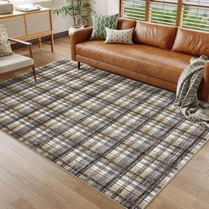Geometric Striped Runner Rug, Washable Low-Pile Non-Slip Floor Cover for Hallway, Kitchen, Laundry, Bedroom, Stain-Resistant Indoor Carpet - 1 of 4