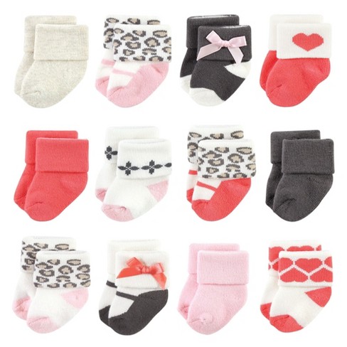 Luvable Friends Infant Girl Newborn and Baby Terry Socks, Leopard - image 1 of 4