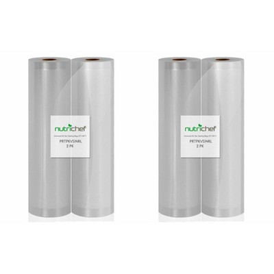 NutriChef Premium Vacuum Commercial Grade Multi Ply Food Storage Sealer Rolls for Freezer, Pantry, or Sous Vide (4 Pack)