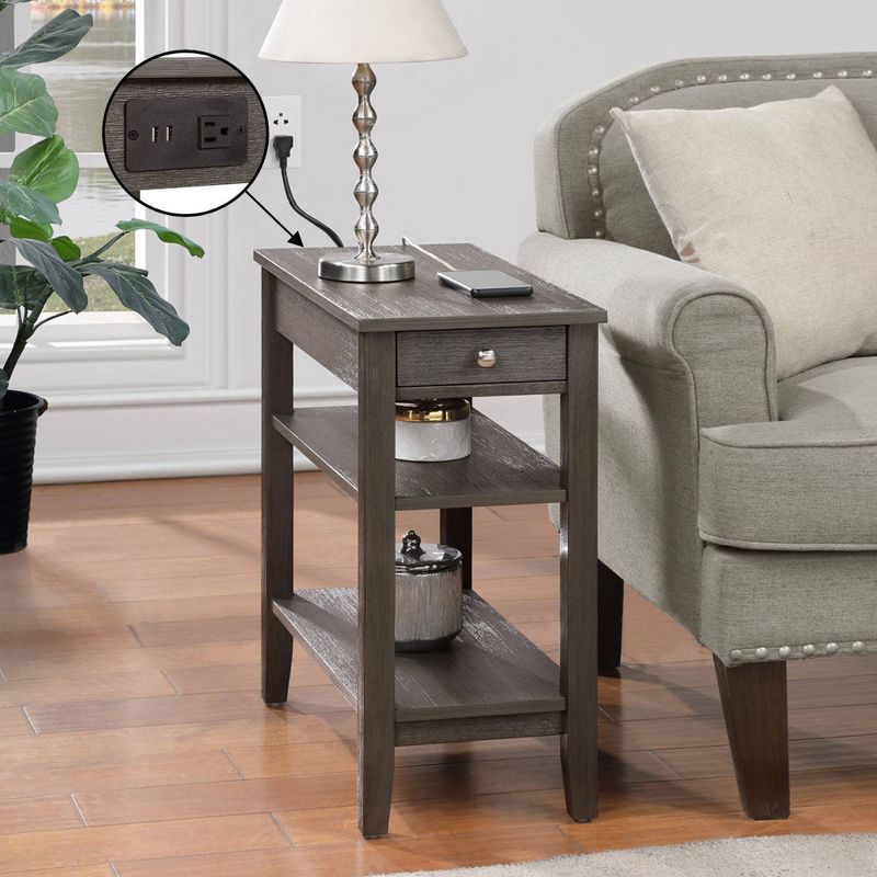  American Heritage 1 Drawer Chairside End Table with Charging Station and Shelves - Breighton Home, 2 of 9