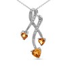 Haus of Brilliance Silver 3-Stone Heart Shape Citrine and Diamond Accent Spiral Drop Pendant - 2 of 4