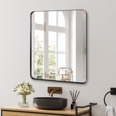GlasFlength Decorative Wall Mirrors Vanity Mirrors, Rectangular Wall Mirror, Wall Decoration For Bathroom, Living Room, Black, 36"*30"*1.2"