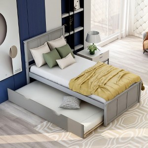 ALEXOUN Twin Bed,Wood Platform Bed Frame with Headboard and Footboard Captain Bed for Boys,Girls,Kids, Teens - 1 of 4