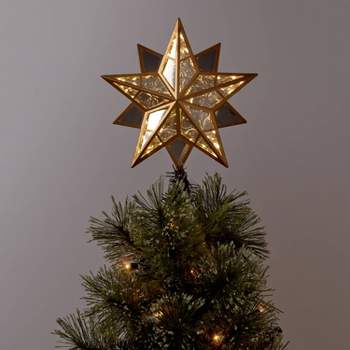 12.5" Lit Mirrored Star Christmas Tree Topper Gold - Wondershop™