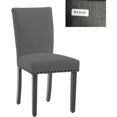 Upholstered Dining Chairs Set of 2 – Ergonomic High-Back Fabric Parsons Chairs w/ Nailhead Trim for Kitchen/Dining Room/Hotel