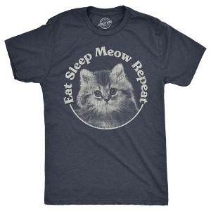 Mens Eat Sleep Meow Repeat T Shirt Funny Cute Kitten Lovers Tee For Guys - Crazy Dog Men's T Shirt - 1 of 4