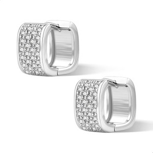 Chunky Small Huggie Hoops in 925 Sterling Silver | Cubic Zirconia Accents - 1 of 4