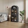 72 Inch High Arched Bookcase with Doors, 4 Tier Display Bookshelf Storage Cabinet for Home Office Living Room - 4 of 4