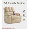 Large Leather Manual Recliner Chair w/Comfortable Arms and Built-in Cup Holders, Spacious 21.2 Inch Seat Width - 3 of 4